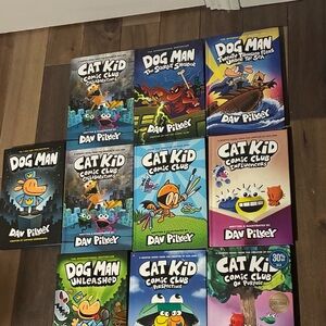 Dav Pilkey CatKid & Dog Man Book Lot - Children's Graphic Novels 10 Books